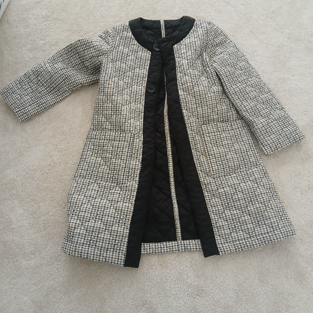 Women's Black and Gray Quilted Coat